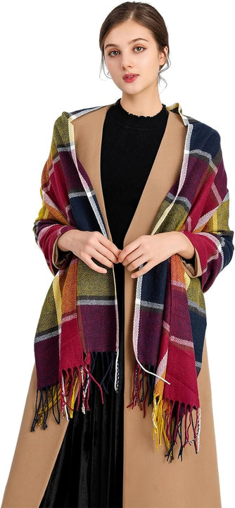 Good Nite Scarf Women Winter Purple Scarves Shawls Scarves Wraps Ladies Christmas Gifts Long Soft Warm Tartan Scarf Wool Spinning Tassel Long Stole for Women