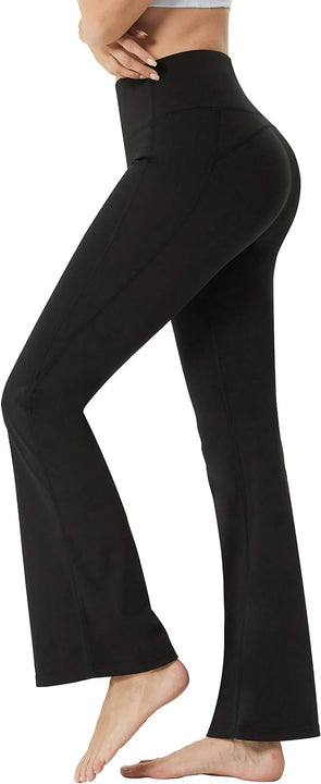 YUSHOW Flare Trousers Women Bootcut Yoga Pants High Waist Workout Bootleg Pants Black