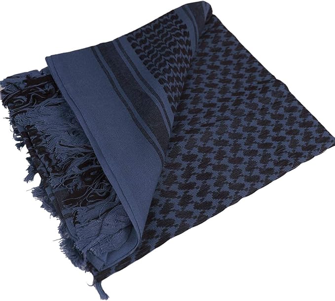 FREE SOLDIER Scarf Military Shemagh Tactical Desert Keffiyeh Head Neck Scarf Arab Wrap with Tassel 43x43 inches (Blue)