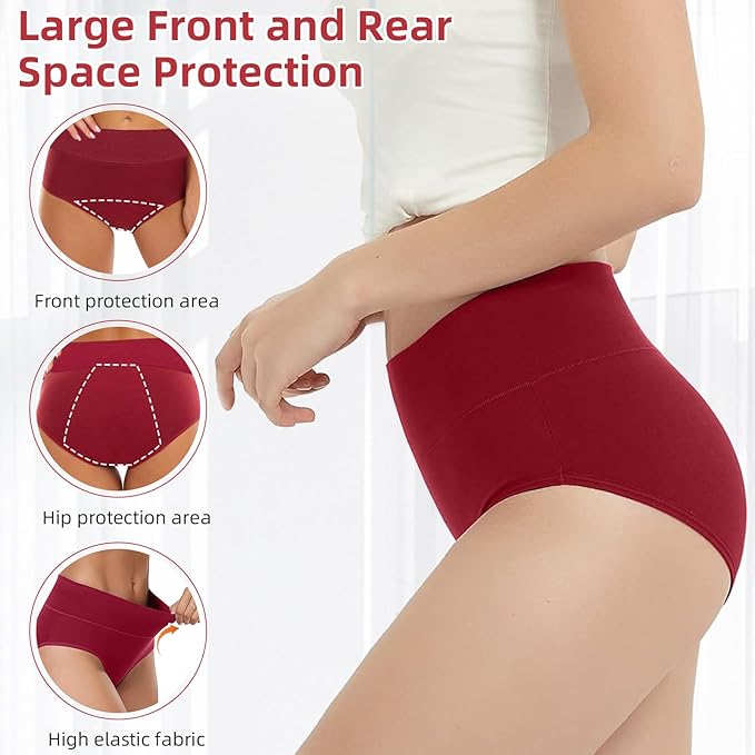 Gonggi 4PCS Period Pants for Women Heavy Flow, Postpartum Underwear High Waisted, Leakproof Plus Size Cotton Postnatal Recovery Briefs for Moms and Womens Soft Absorbent (XXL)