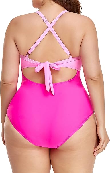 Eomenie Women's One Piece Swimsuit Wrap Cutout Tummy Control High Waisted Back Tie Knot Bathing Suit