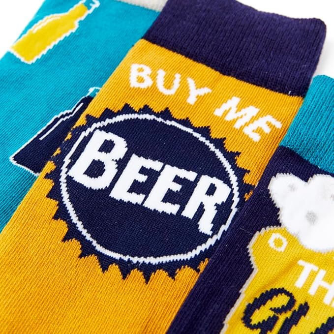 Urban Eccentric Mens Beer Socks Gift Set | Gift | 3 Pairs | Cotton Rich Socks | Premium Socks | Novelty | Gifts