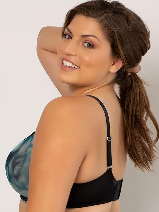 Curvy Couture Women's Sheer Mesh Full Coverage Unlined Underwire Bra