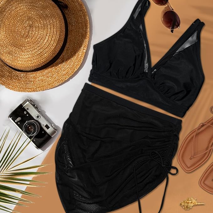 High Waisted Bikini Set Tummy Control Bikini Sets for Women, Adjustable Swimming Costumes for Grils Womens Beach Water Sport