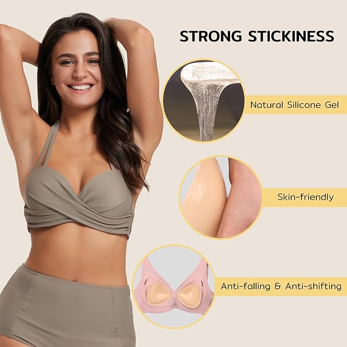 Niidor Bra Inserts,Sticky Bra Pads Inserts Push Up, Bikini Padding Inserts Reusable, Stick on Bra Pads for Swimsuit Sport Bra SMALL