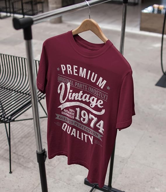 My Generation T-Shirts Vintage Year - Aged to Perfection - 50th Birthday Gift | Present Mens T-Shirt Burgundy L