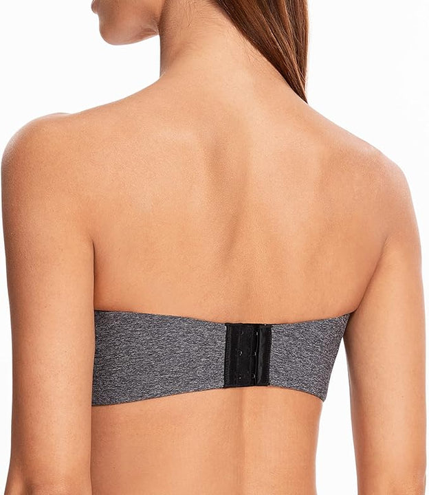 MELENECA Plus Size Strapless Bra, Minimiser, Unpadded Underwire, Transparent Straps, for Women, Grey Heather, 34E
