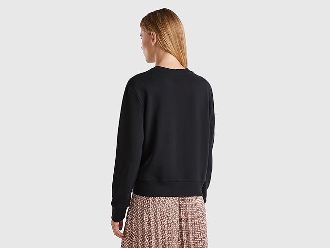 United Colors of Benetton Women's Jersey G/C M/L 3J68D107Z Hooded Sweatshirt, Black, S