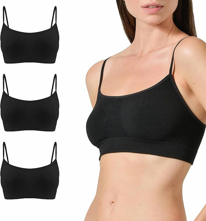 Risalti Bamboo Narrow-Shoulder Bras - Women's Seamless, Crop & Bralette Tops - Made in Italy, Black, S-M