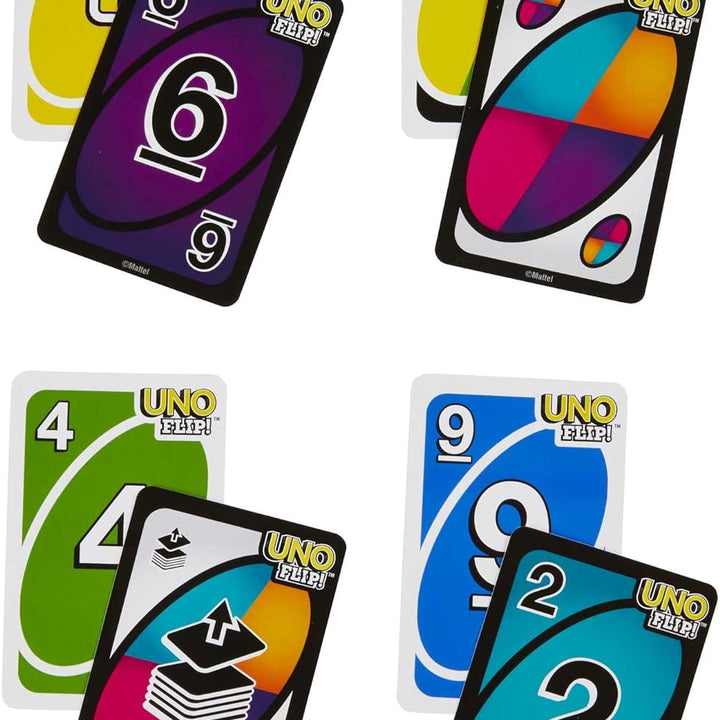 UNO FLIP! Family Card Game for Adults, Teens & Kids, Double-sided Deck with Special Flip Card, 112 Cards in Storage Tin, 7 Year Old and Up,