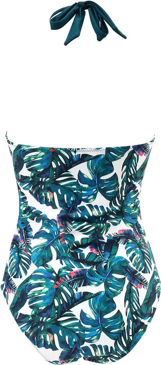 RXRXCOCO Women Cross Push Up Tummy Control One Piece Halter High Waisted Swimming Costume Swimsuits Swimwear