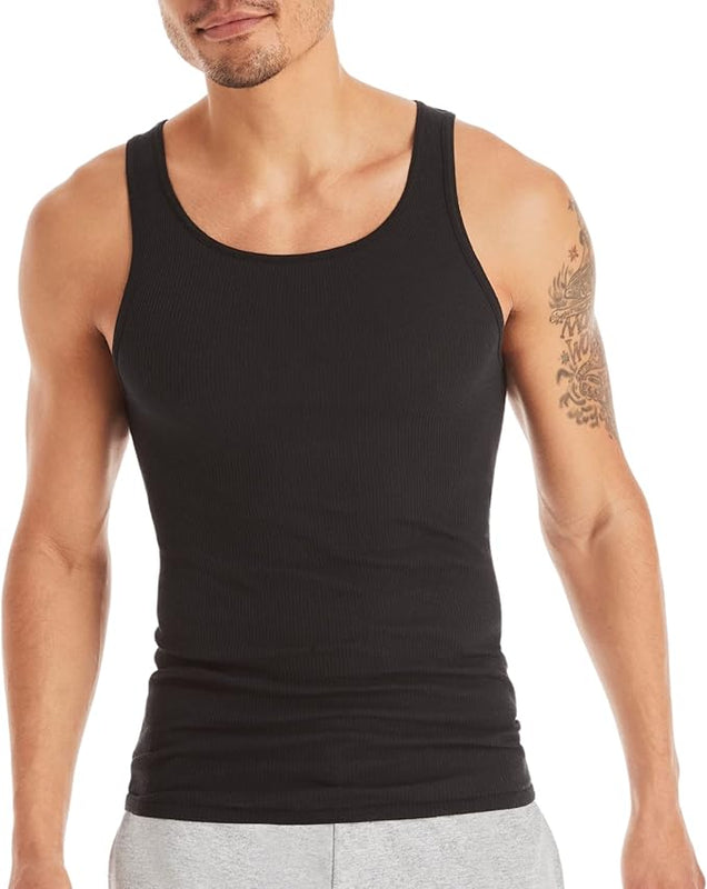 Hanes Men's Hanes Men's Tagless Comfortsoft Dyed Tank Undershirt, 5 Pack Underwear, Pack - Black/Grey Assorted, XL UK