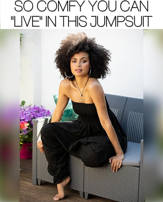 Cotton Maxi Harem Trouser Jumpsuit Black (One Size)