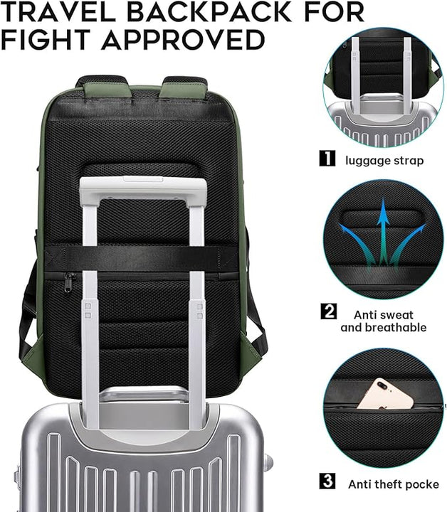 BANGE Business Laptop Smart backpack Can Hold 15.6 Inch Laptop Commute Backpack Carry on bag for men and women, Green, L, Laptop Backpack