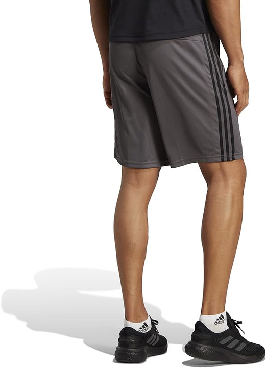 Adidas Men's Essentials Piqué 3-Stripes Training Shorts, Grey Five/Black, M
