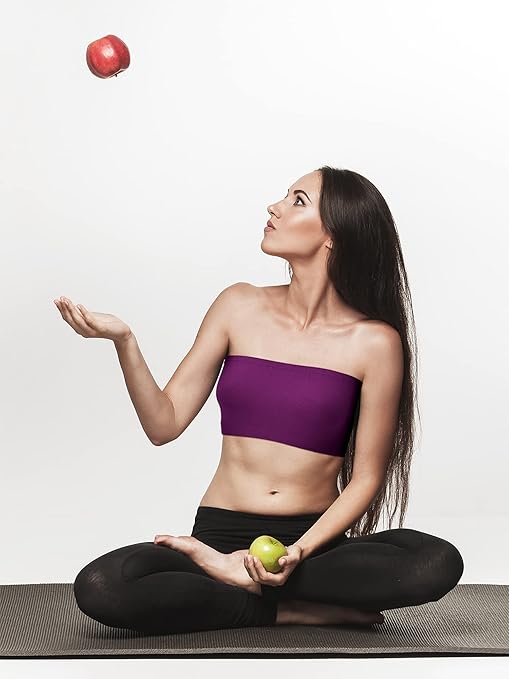 Geyoga 6 Pieces Strapless Bandeau Bras, Seamless Bralettes Stretchy Non Padded Tube Tops for Women(Medium,White, Pink, Light Blue, Purplish Red, Black, Peacock Blue) M