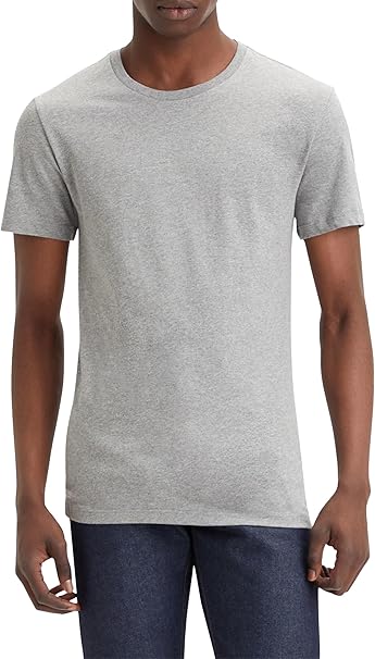 Levi's Men's Slim 2-pack Crewneck Tee, White/ Med Heather Grey, XS