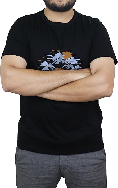 Bahob® 2 Pack Men's T-Shirts Short Sleeve Printed T Shirts for Men Round Neck Cotton Tops Shirt S-3XL (2 Pack Blak, 3XL)