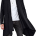 COOFANDY Men's Ruffle Shawl Collar Cardigan Long Sleeve Open Front Lightweight Long Length Drape Cape Overcoat with Pockets, Black-Long, XL
