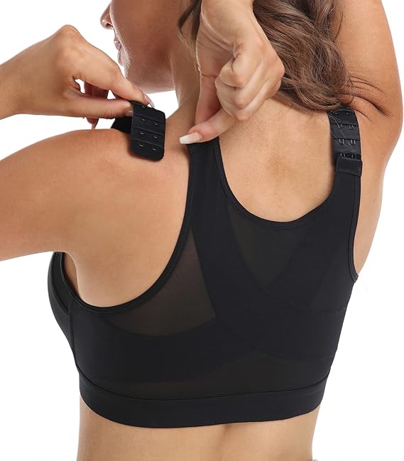 DotVol Comfort Front Closure Full Coverage Back Support Non Padded Wirefree Everyday Bra for Women(Black,32DD)