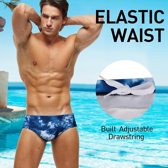Arcweg Men's Swimming Trunks Briefs Low Waist with Removable Pad Swimwear Elastic Beach Shorts Boxers Underwear