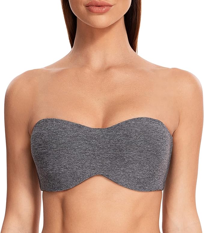 MELENECA Plus Size Strapless Bra, Minimiser, Unpadded Underwire, Transparent Straps, for Women, Grey Heather, 34E