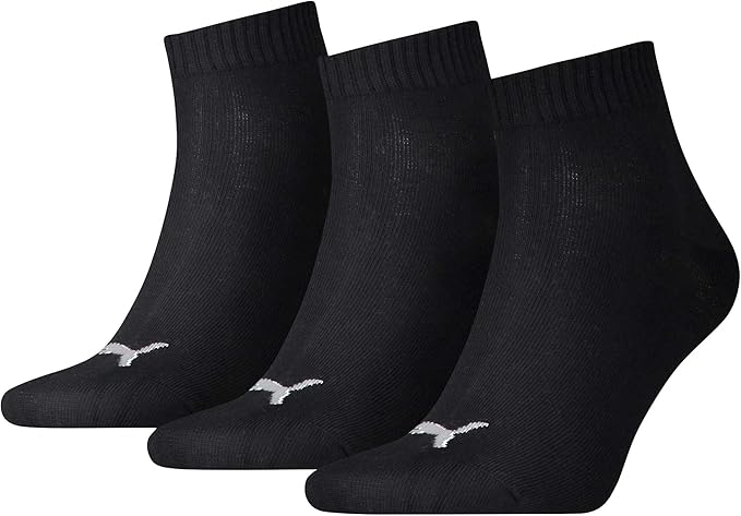 Puma 271080001 UK 9-11 Unisex Quarter Socks (3 Pair Pack) black