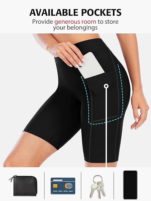 CharmLeaks High Waisted Swimsuit Short for Women Solid Swim Bottoms with Side Pocket Black XL