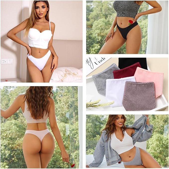 BeReady Cotton Thongs for Women Sexy Ladies Underwear Panties Hipster Bikini Breathable Knickers for Women Multipack 6, S