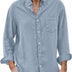 Halfword Men's Cotton Linen Shirts Long Sleeve Shirt Casual Top Button Down Beach Shirt Loose Fit, Light Blue, M