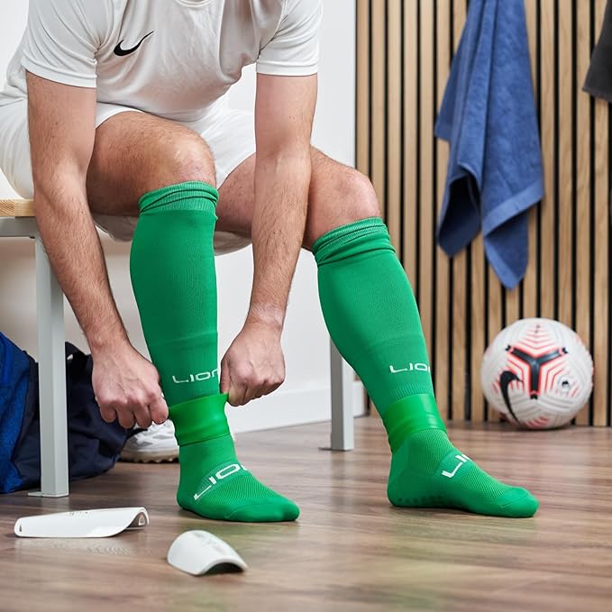 LION SPORTSWEAR Football Grip Socks For Men/Women/Kids - Variety Of Colours To Match Your Team Kit & Sleeve Socks (Green, 6-12)