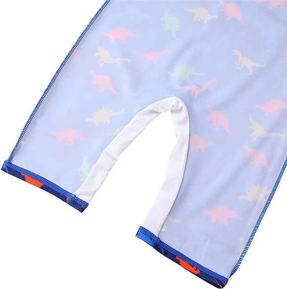 HUAANIUE Boys Kids 1 Piece Swimsuit Kids Boys Short Sleeve Zip Swimming Costume 2-10 Years, S245-Dinosaur Navy, 5-6 Years