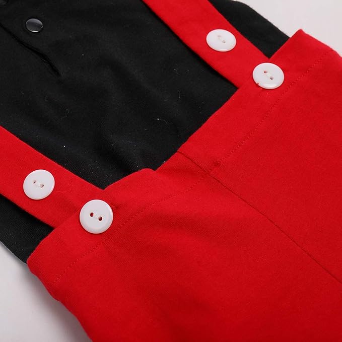 Gentleman First Birthday Cake Smash Photo Prop Mickey Outfits for Baby Boys Romper+Bow Tie+Suspenders Overalls Bib Pants Shorts Mouse Ears Christmas Clothing Set Red+Balck-Buttons 18-24 Months
