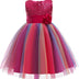 M MUNCASO Girls Princess Dress Sequin Tulle Flower Rainbow Round Collar Sleeveless Formal Dress Birthday Party Wedding Bridesmaid Girl Evening Dresses Toddler Baby Age for 5-6 Years(Rose Red)