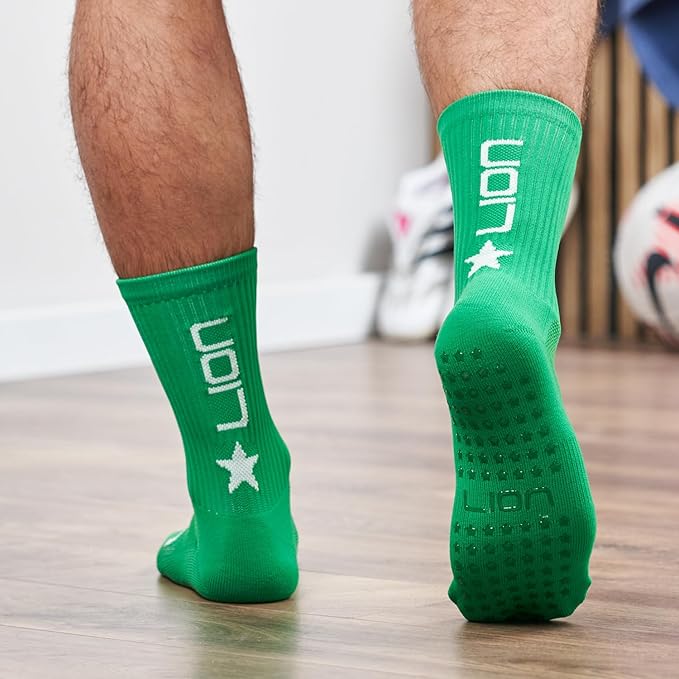 LION SPORTSWEAR Football Grip Socks For Men/Women/Kids - Variety Of Colours To Match Your Team Kit & Sleeve Socks (Green, 6-12)