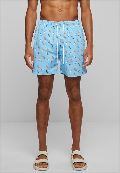 Urban Classics Men's Pattern swim Shorts Badeshorts, Blue (Lightblue/Ice 02060), 5XL