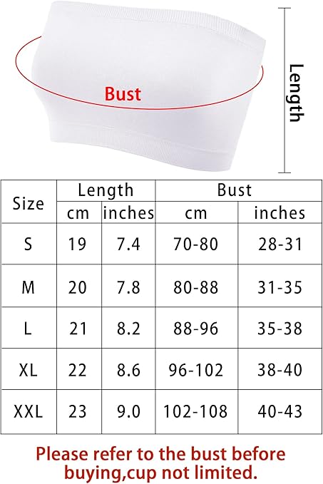 5 Pieces Strapless Bandeau Bra Seamless Bralettes Tube Bra Stretchy Non-Padded Bandeau Tube Top Bra for Women (White, Pink, Purplish Red, Black, Peacock Blue, Medium)