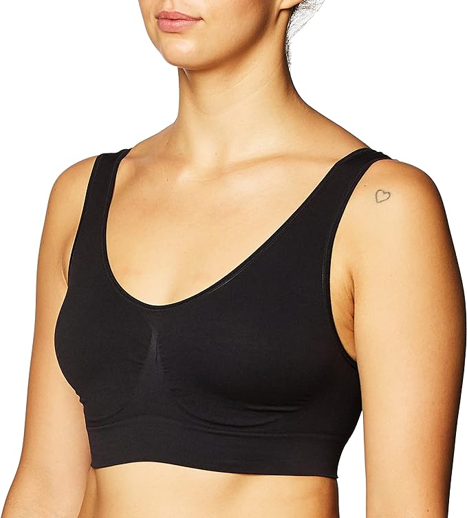 Rhonda Shear Ahh Women's Seamless Leisure Bra, Black, L