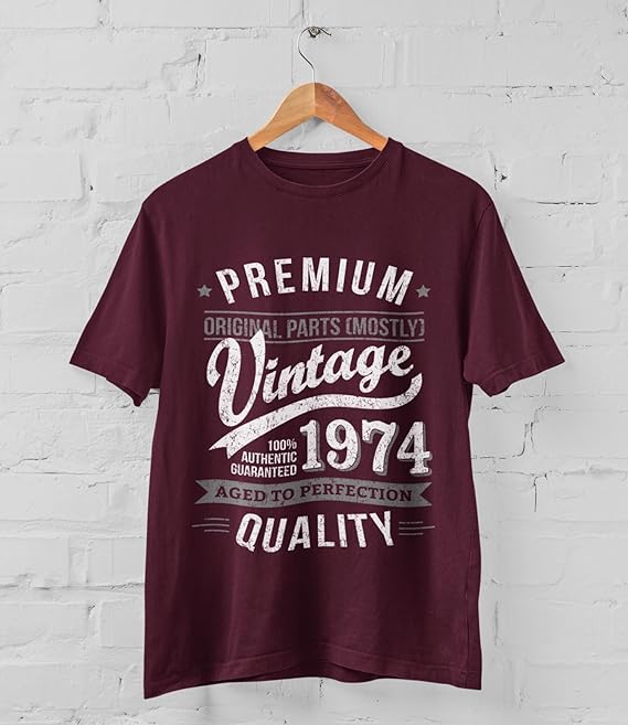My Generation T-Shirts Vintage Year - Aged to Perfection - 50th Birthday Gift | Present Mens T-Shirt Burgundy L