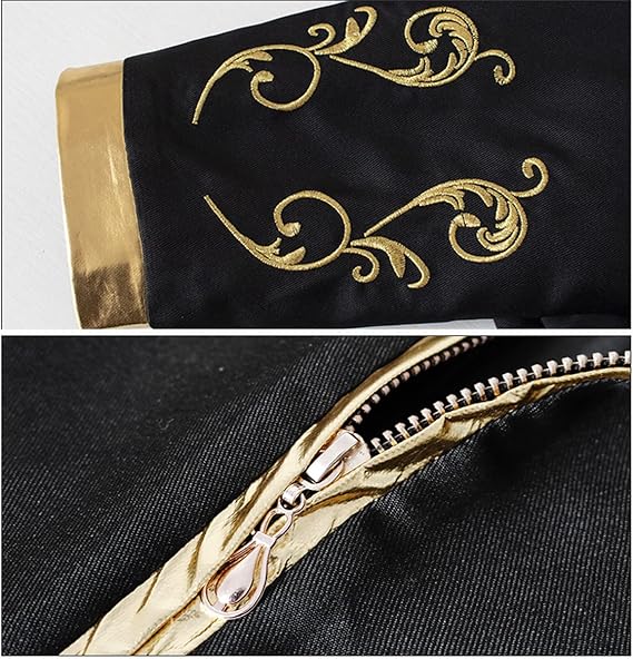 FYMNSI Men's Prince Costume Blazer Gothic Steampunk Tailcoat Men's Tuxedo Festive Suit Medieval Victorian Retro Jacket, black, XL