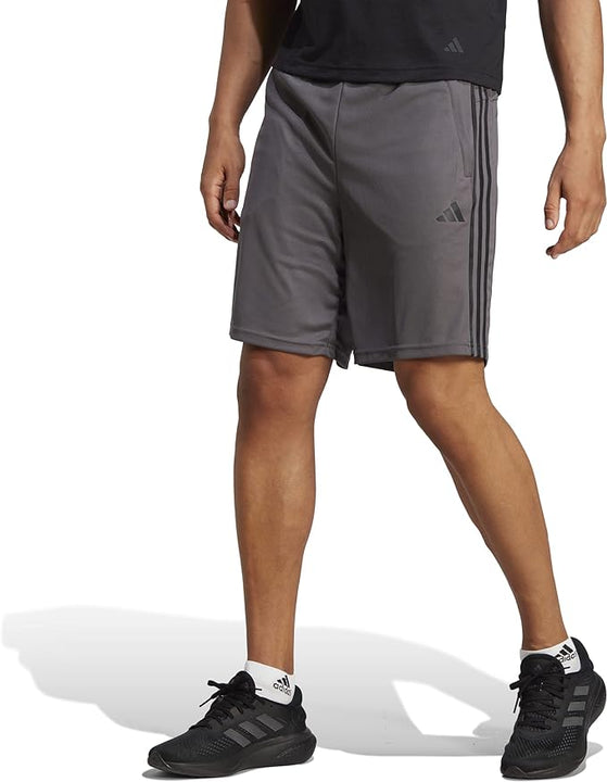Adidas Men's Essentials Piqué 3-Stripes Training Shorts, Grey Five/Black, M