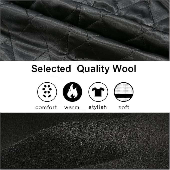 APTRO Mens Jacket Winter 80% Wool Coats Peacoat Warm Casual Overcoat Outwear Double Breasted Business Trench Jacket 2201 Black XXL