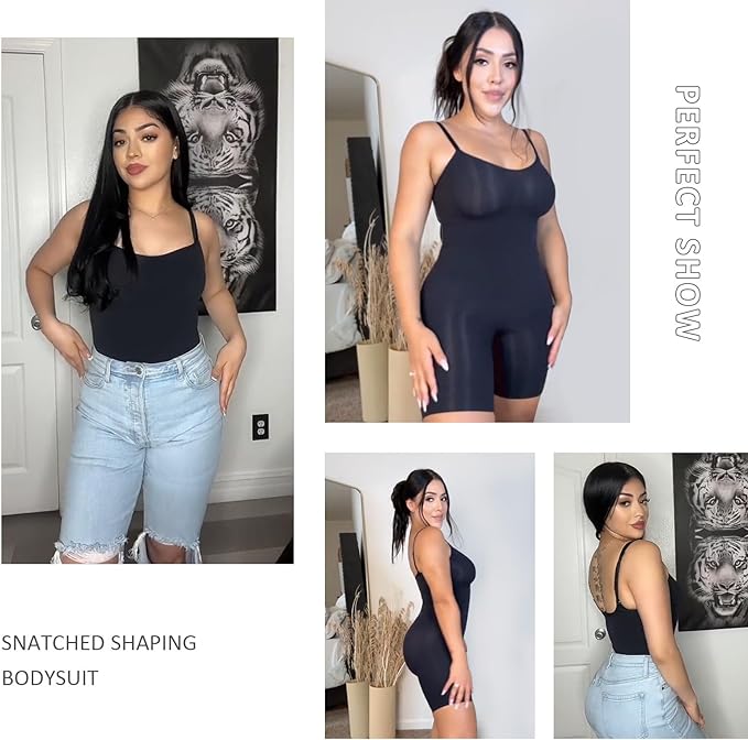 FeelinGirl Butt Lifter Bodysuit Full Body Shaper Tummy Control Shapewear Seamless Bodysuit for Women Shapewear Full Body Shaper Adjustable Shoulder Straps XL/XXL Black