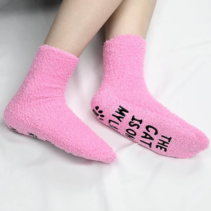 KOOOGEAR Funny Dog Socks Cat Socks,Great Gifts Ideals for Women Mum Girlfriend Gifts Novelty Fluffy Socks for Dog (UK, Numeric, 4, 7, Regular, Regular, Pink-Cat)