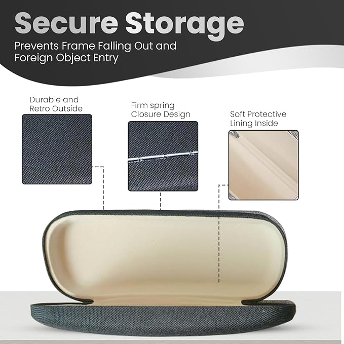 R&B Sports & Leisure Black Glasses Case - Hard Shell Sunglasses Case for Women, Men & Kids