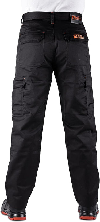 Black Hammer Mens Combat Work Trousers Cargo Pants Multi Pockets Joggers Reinforced Seams Tradesman Warehouse Survival Black (44W / 31 Regular)