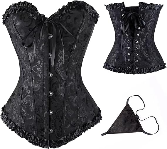 Dreamburn Bustiers Corsets Bridal Lingerie Lace up Satin Boned Corset Women's Gothic Corsets Cinchers Overbust Bodysuit