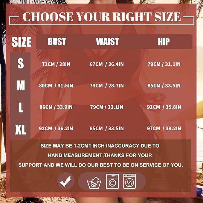 High Waisted Bikini Set Tummy Control Bikini Sets for Women, Adjustable Swimming Costumes for Grils Womens Beach Water Sport