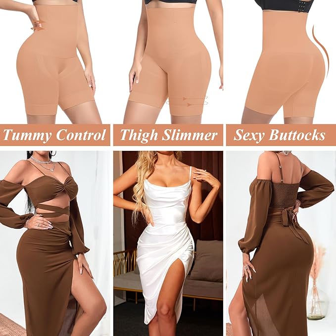 Werkiss Shapewear for Women Tummy Control Knickers High Waisted Body Shaper Shapewear Shorts Shaping Underwear Slimming Pants Under Dresses(Brown, 2XL)