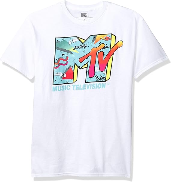 MTV Men's Logo T-Shirt, Retro White, S
